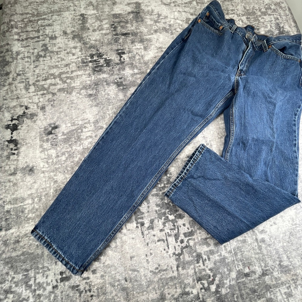Levi Strauss Mens 36x32 Jeans 550 Relaxed Fit Tapered Blue Denim Solid